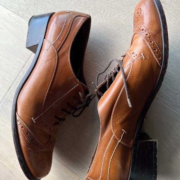 Artisan Golden leather oxfords handmade in Peru (size 39 EU, 8.5 US) - Picture 2 of 8